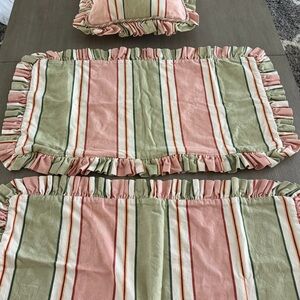 Custom made by Calico Corners, Striped & ruffled king size pillow shams & pillow